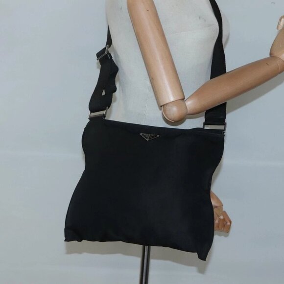 PRADA Shoulder Bag Nylon Black Silver Auth - Picture 14 of 16